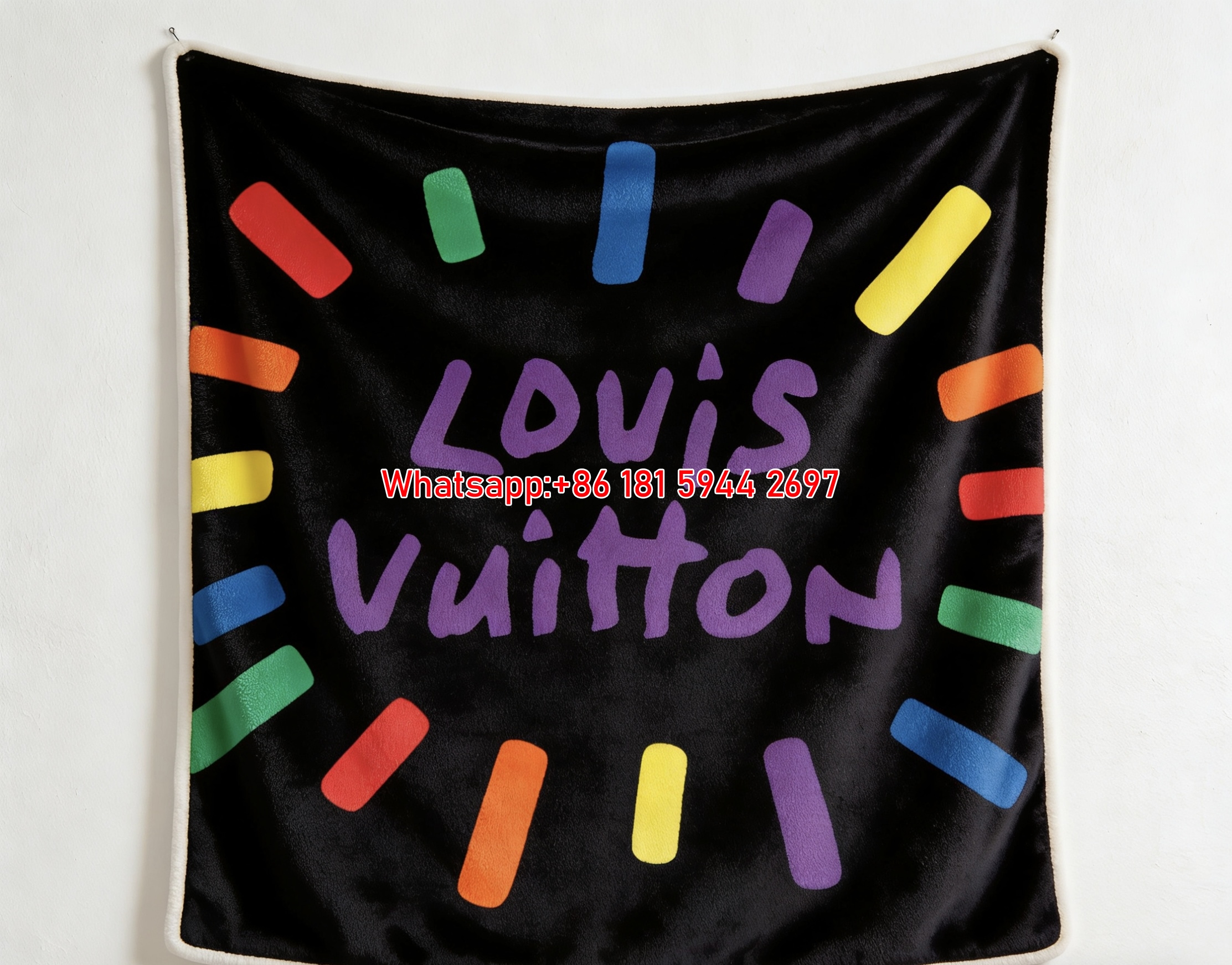 Rainbow LV Typography Flannel Throw Blanket 333